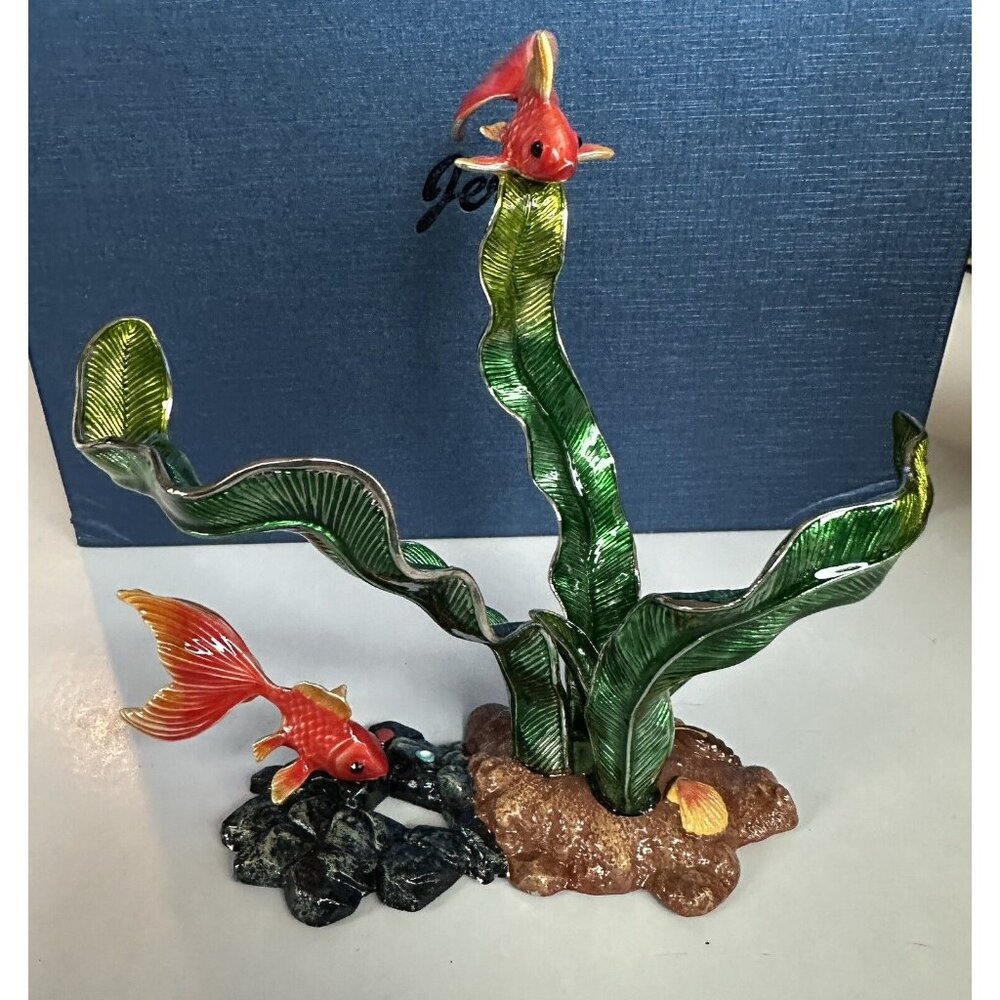 $178 Jere Goldfish Fish & Reef Wine Bottle Holder, Luxury Barware